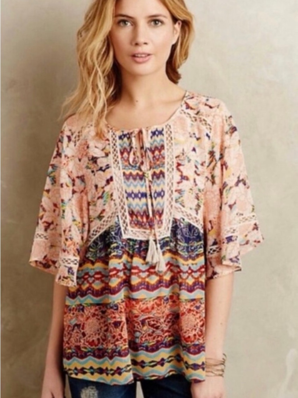 Anthropologie  Meadow Rue Prairie Blossom Batai  Blouse XS